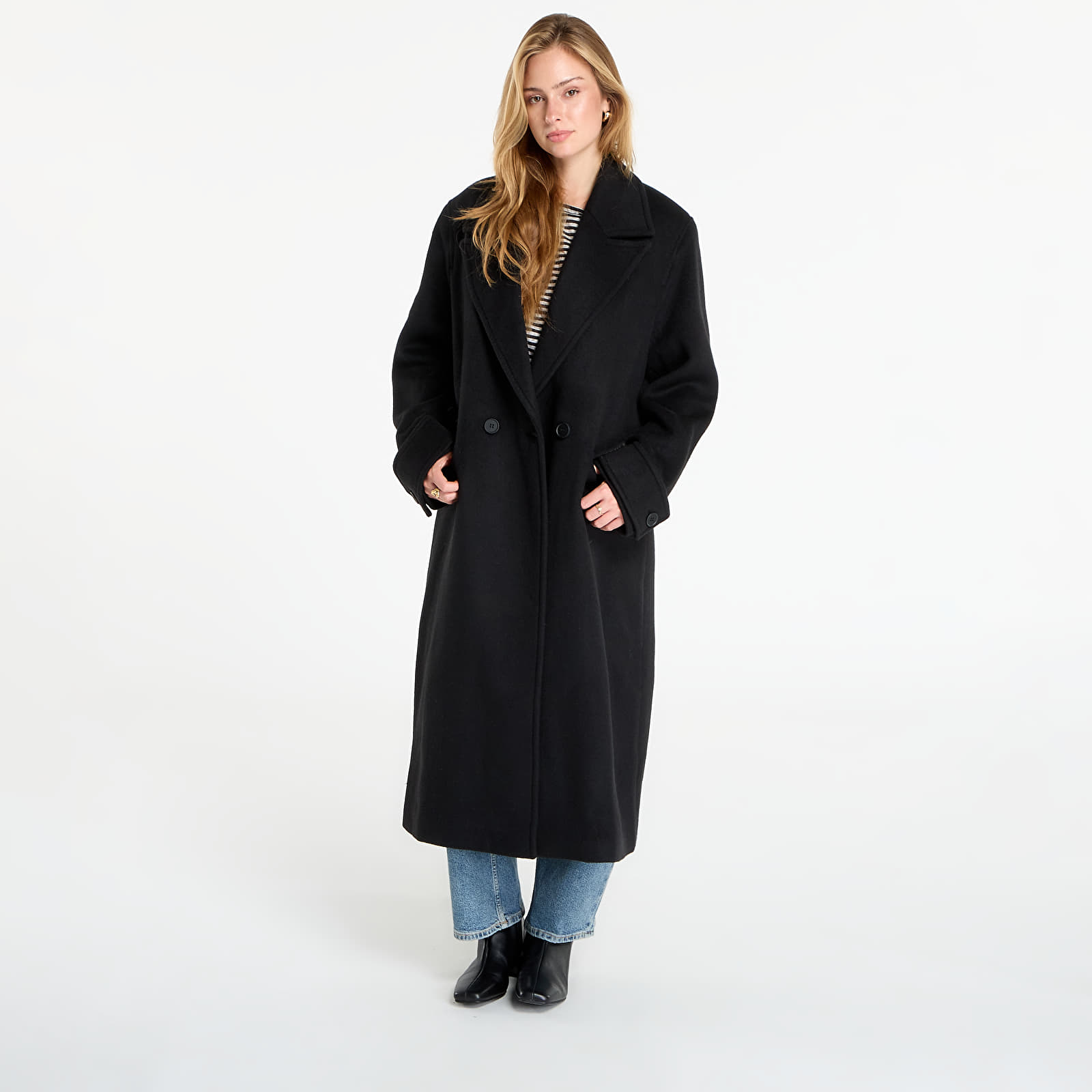 Coats AllSaints Mabel Double Breasted Oversized Coat Black