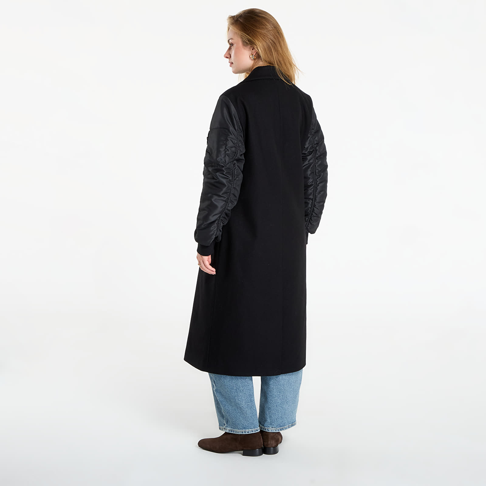 Kabáty AllSaints Paulah Wool Blend Double Breasted Coat Black