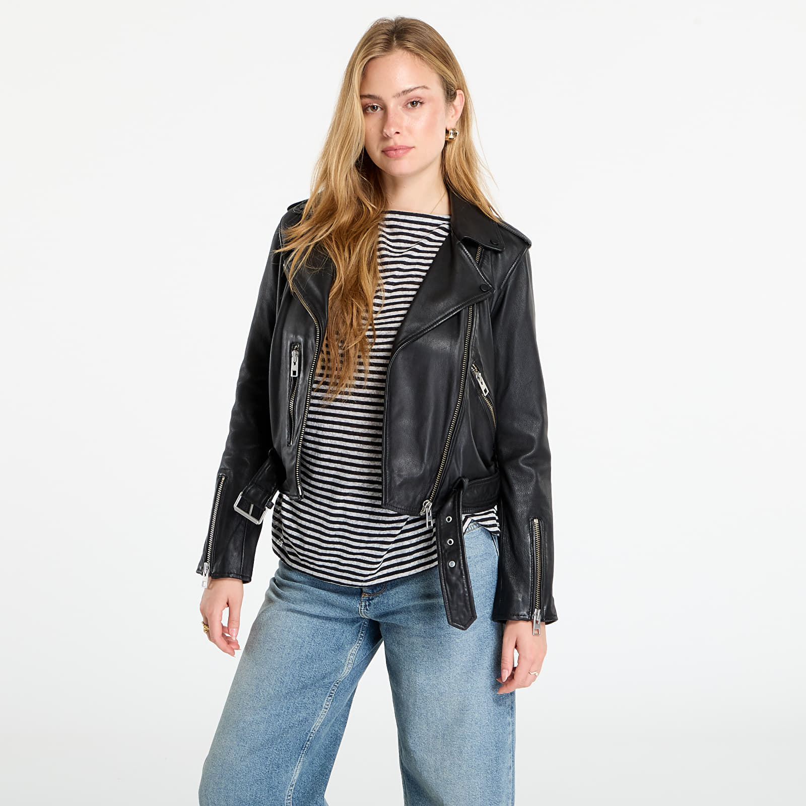 Geci AllSaints Balfern Leather Biker Jacket Black