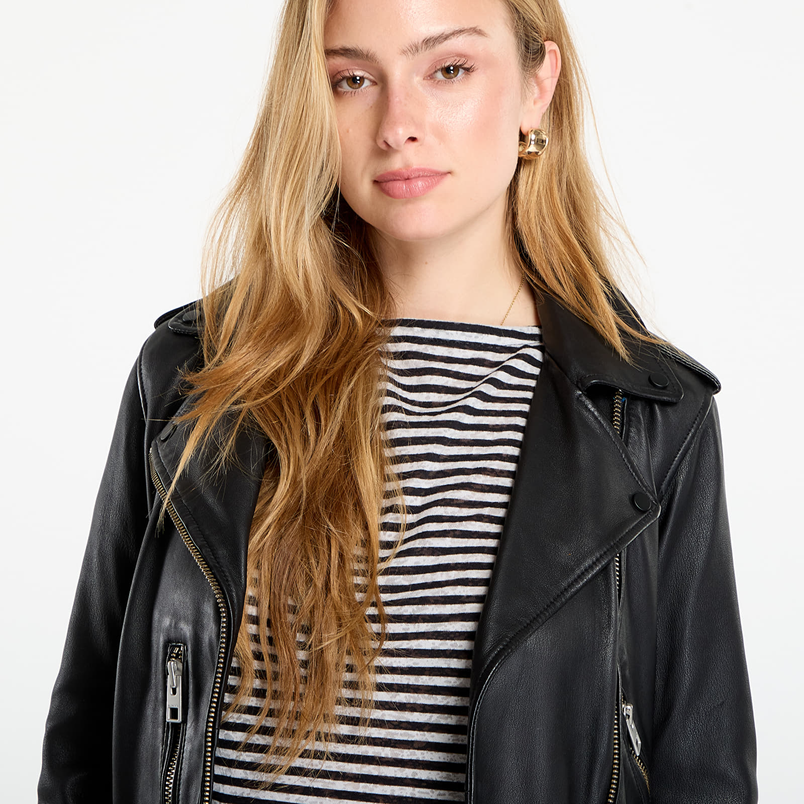 Geci AllSaints Balfern Leather Biker Jacket Black