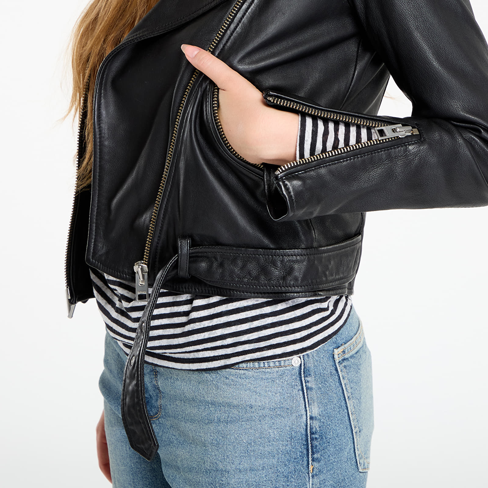Geci AllSaints Balfern Leather Biker Jacket Black