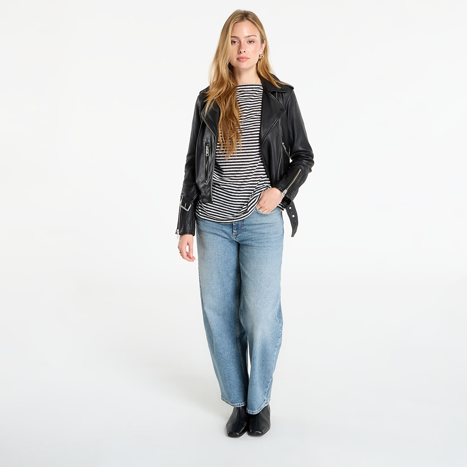 Geci AllSaints Balfern Leather Biker Jacket Black