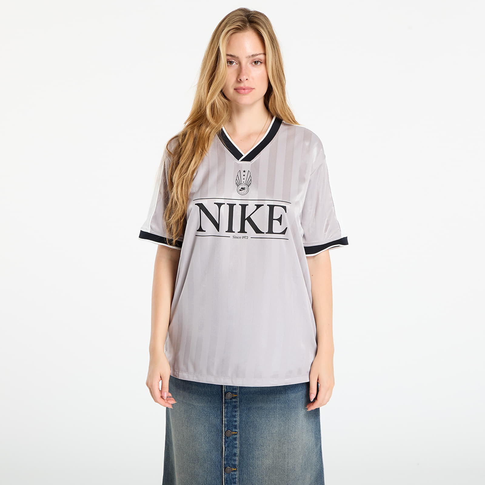 Jersey Nike Sportswear Women's V-Neck Jersey Top College Grey/ Sail/ Black/ Black XS