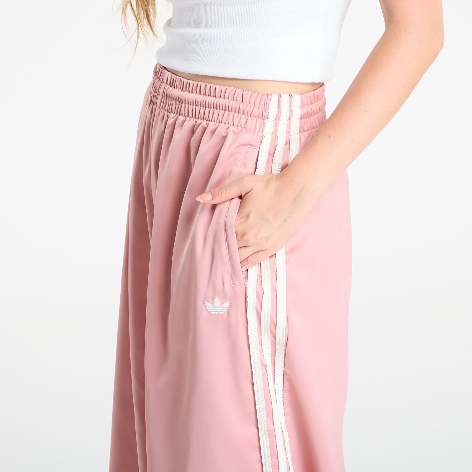 Pants adidas Originals Satin Wide Leg Tracksuit Bottoms Ruffle 3-Stripes Wonder Mauve/ Cream White