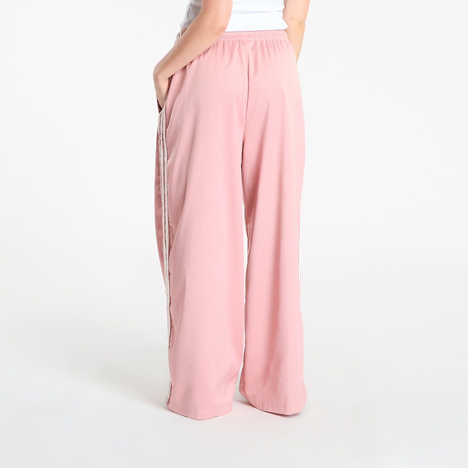Pants adidas Originals Satin Wide Leg Tracksuit Bottoms Ruffle 3-Stripes Wonder Mauve/ Cream White