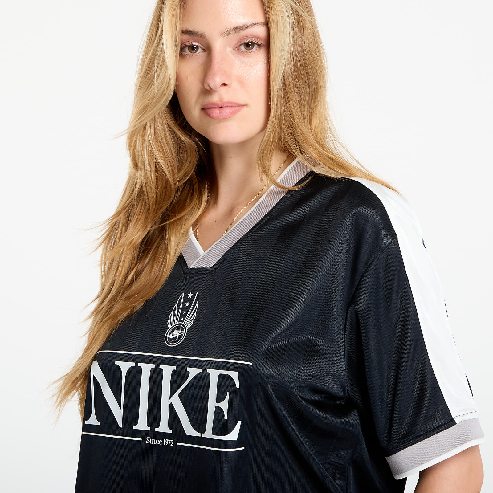 Trikots für Frauen Nike Sportswear Women's V-Neck Jersey Top Black/ Sail/ College Grey/ Sail