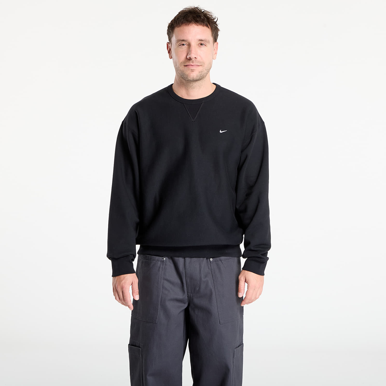 Sweatshirt Nike Solo Swoosh Men's Fleece Crew Black/ White S
