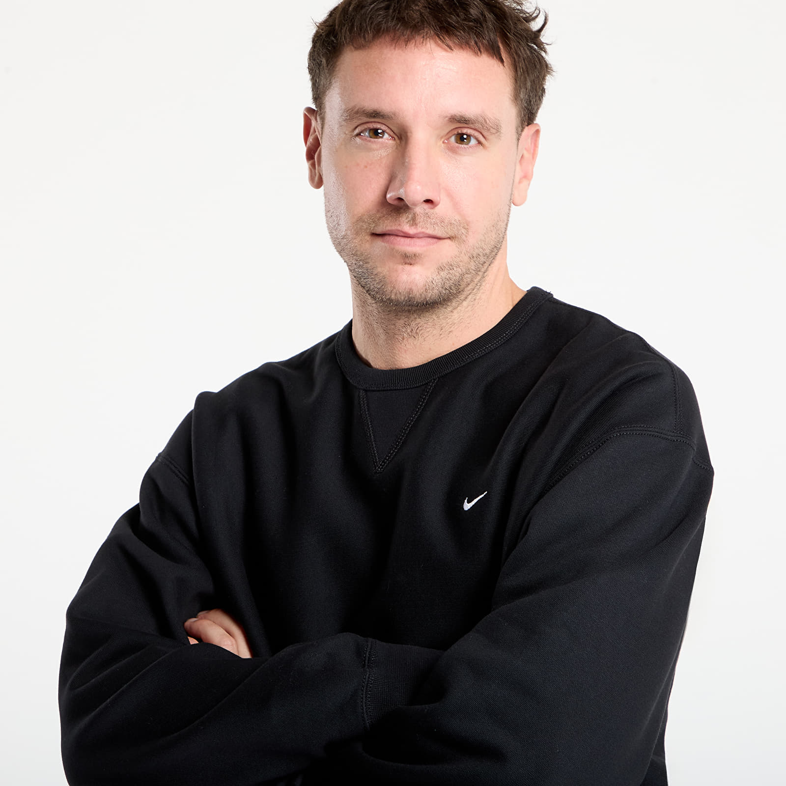 Men's sweatshirts Nike Solo Swoosh Men's Fleece Crew Black/ White