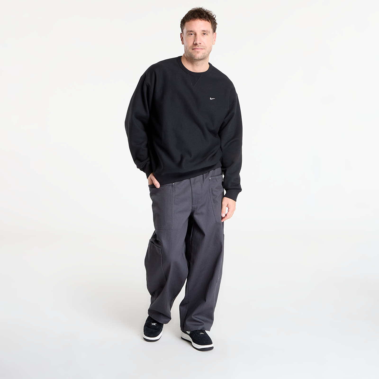 Men's sweatshirts Nike Solo Swoosh Men's Fleece Crew Black/ White