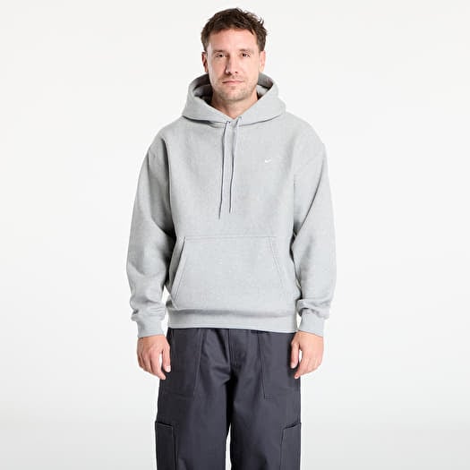 Sweatshirt Nike Solo Swoosh Men's Pullover Hoodie Dk Grey Heather/ Lt Smoke Grey/ White