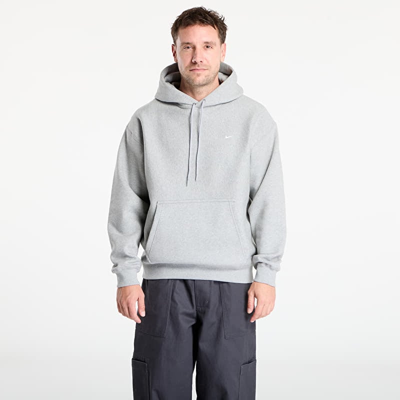Nike Solo Swoosh Men's Pullover Hoodie Dk Grey Heather/ Lt Smoke Grey/ White
