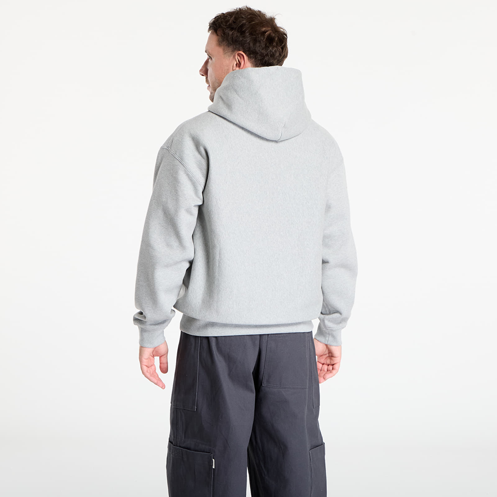 Men's sweatshirts Nike Solo Swoosh Men's Pullover Hoodie Dk Grey Heather/ Lt Smoke Grey/ White