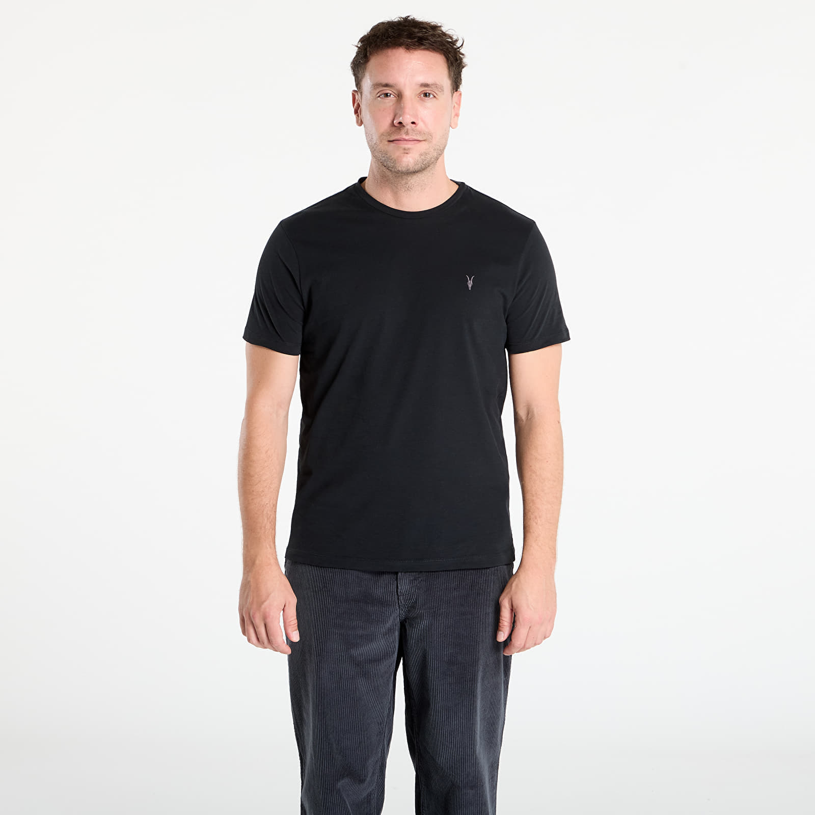Tricou AllSaints Brace Brushed Cotton Crew Neck T-Shirt Jet Black M