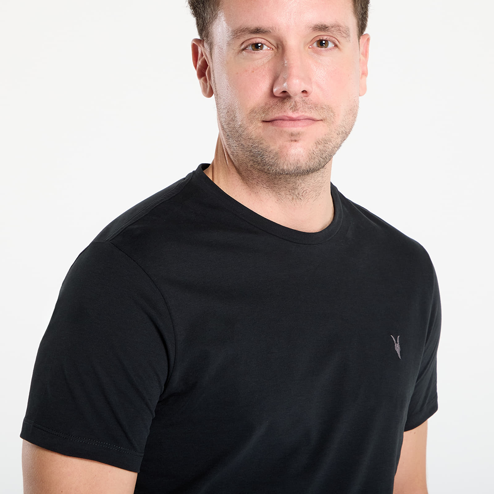 Tricouri  AllSaints Brace Brushed Cotton Crew Neck T-Shirt Jet Black