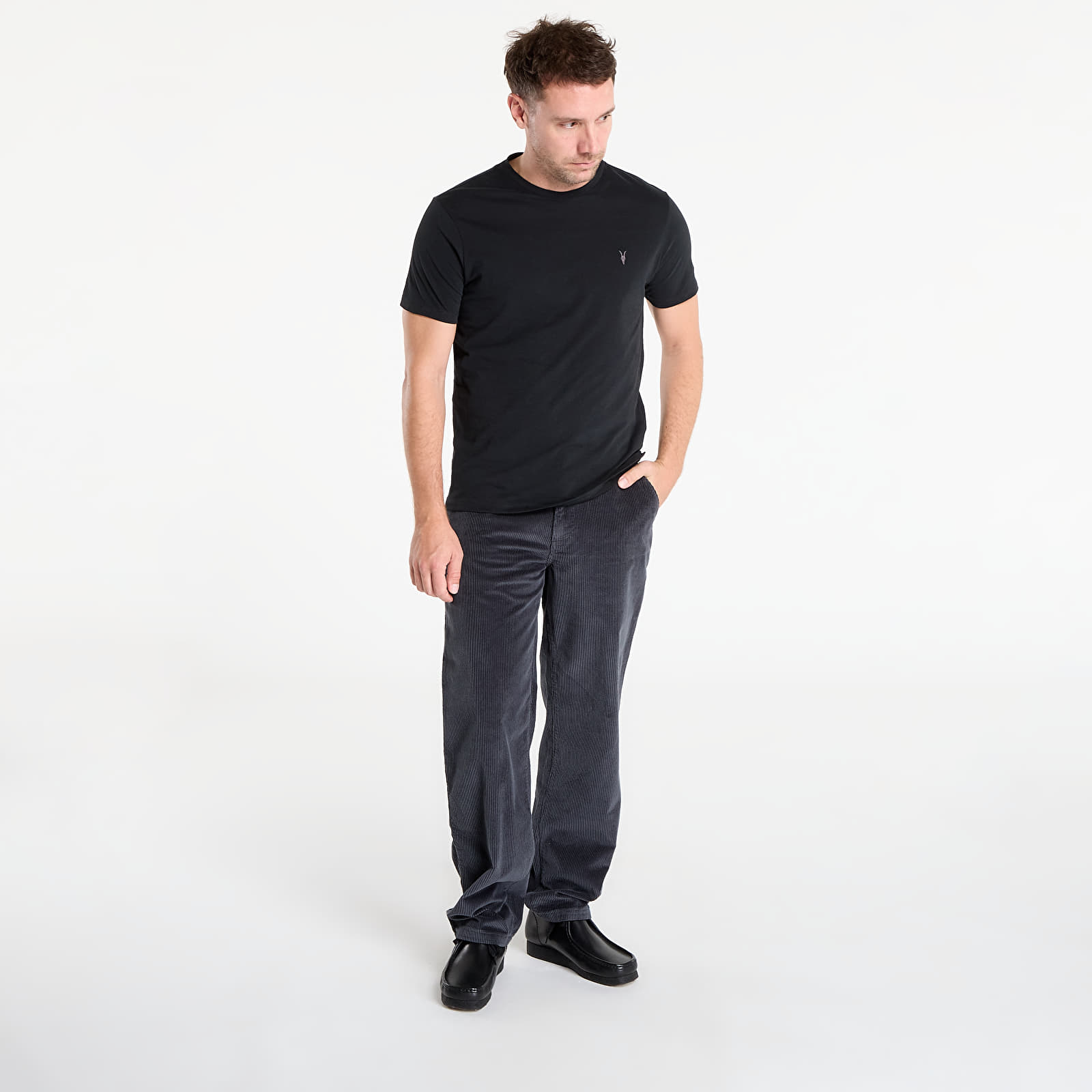 Tricouri  AllSaints Brace Brushed Cotton Crew Neck T-Shirt Jet Black