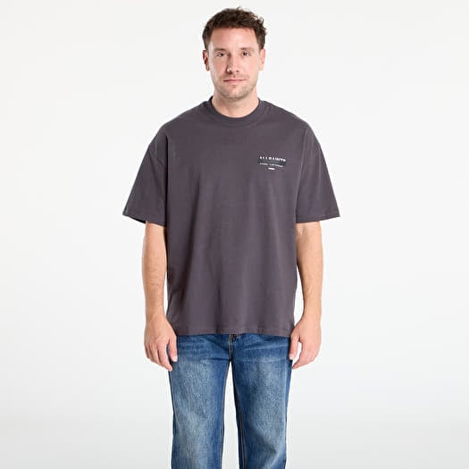 AllSaints Redact Oversized Logo T-Shirt Washed Black