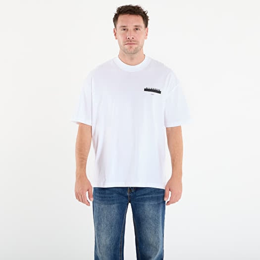 AllSaints Redact Oversized Embroidered Logo T-Shirt Ashen White