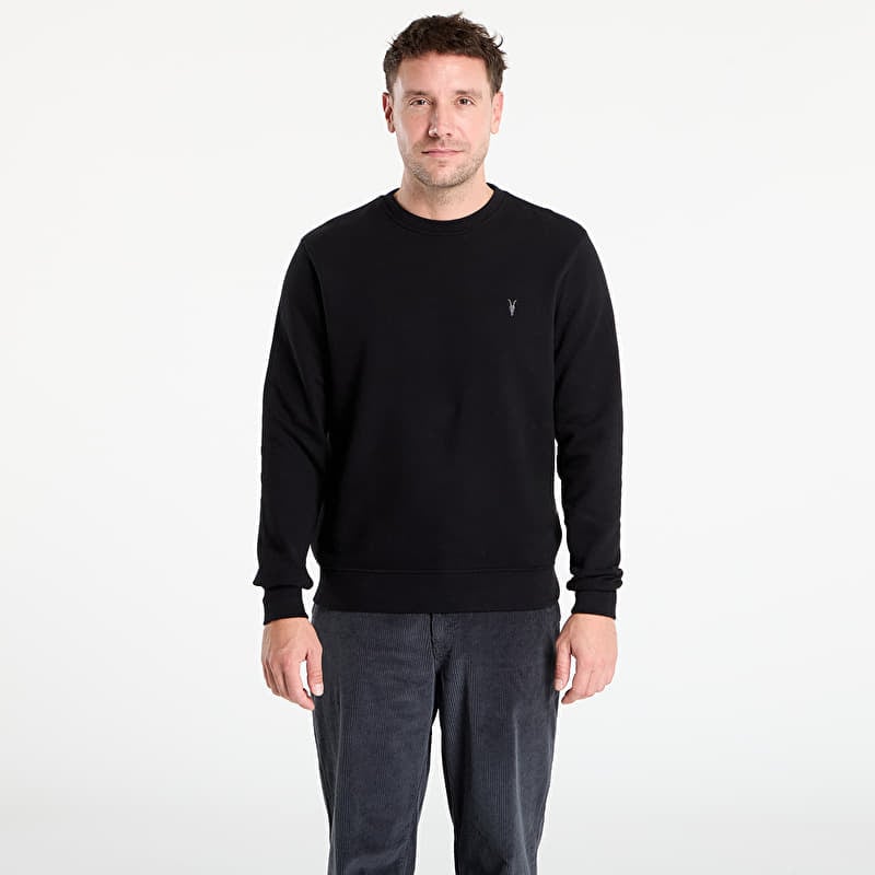 Mikina AllSaints Raven Crew Neck Ramskull Sweatshirt Black