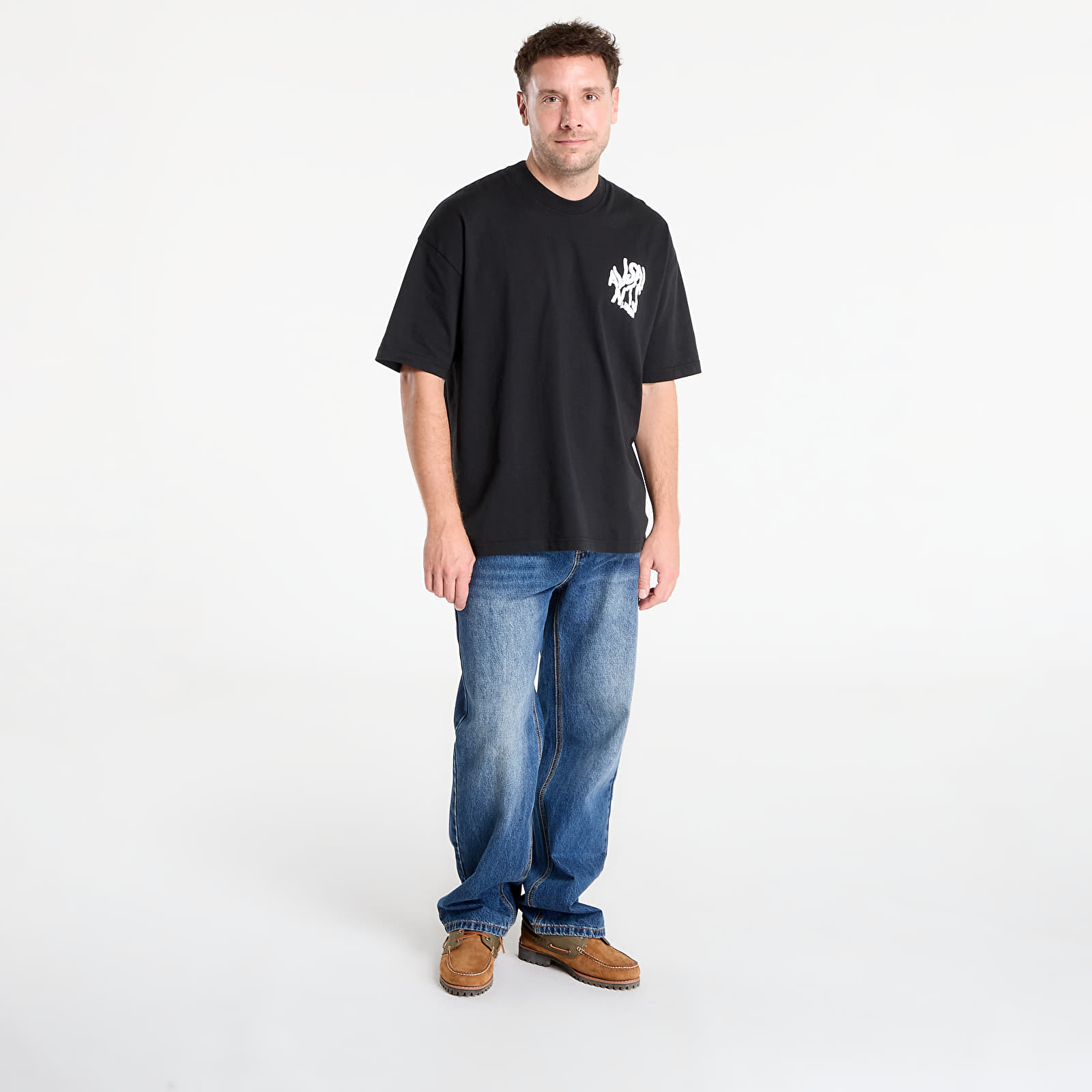 Tricouri  AllSaints Orlando Logo Print Oversized T-Shirt Jet Black