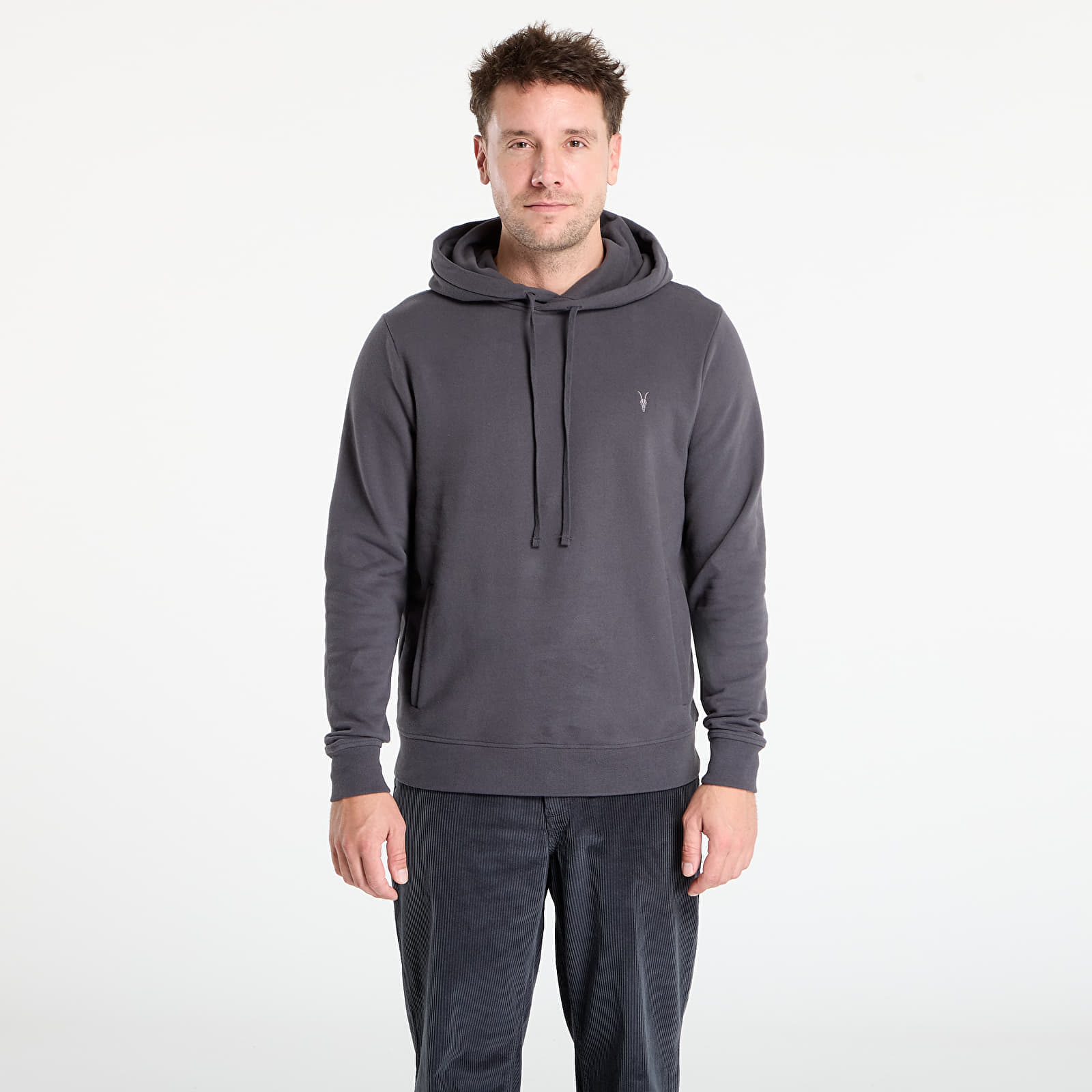 Hanorac AllSaints Raven Pullover Ramskull Hoodie Carter Grey XL