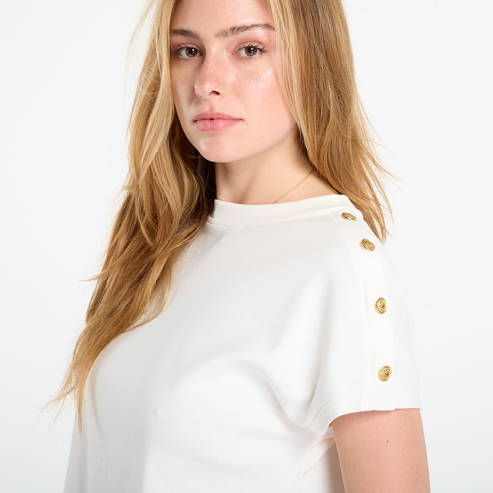 T-Shirts Tommy Hilfiger Gold Button Ss Tee White