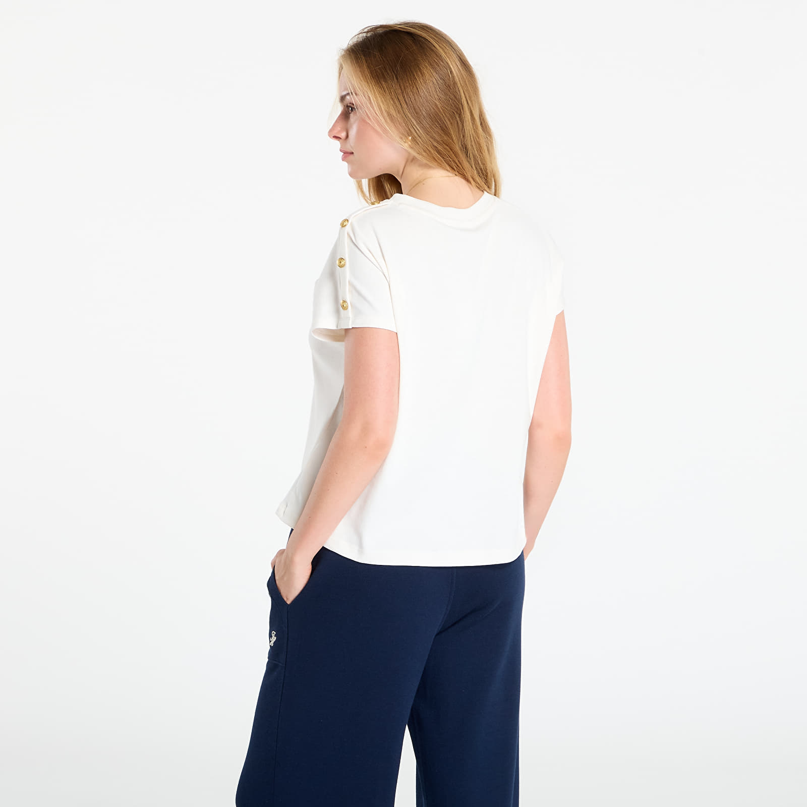 T-Shirts Tommy Hilfiger Gold Button Ss Tee White