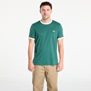 FRED PERRY Ringer T-Shirt Sport Green/ Snow White