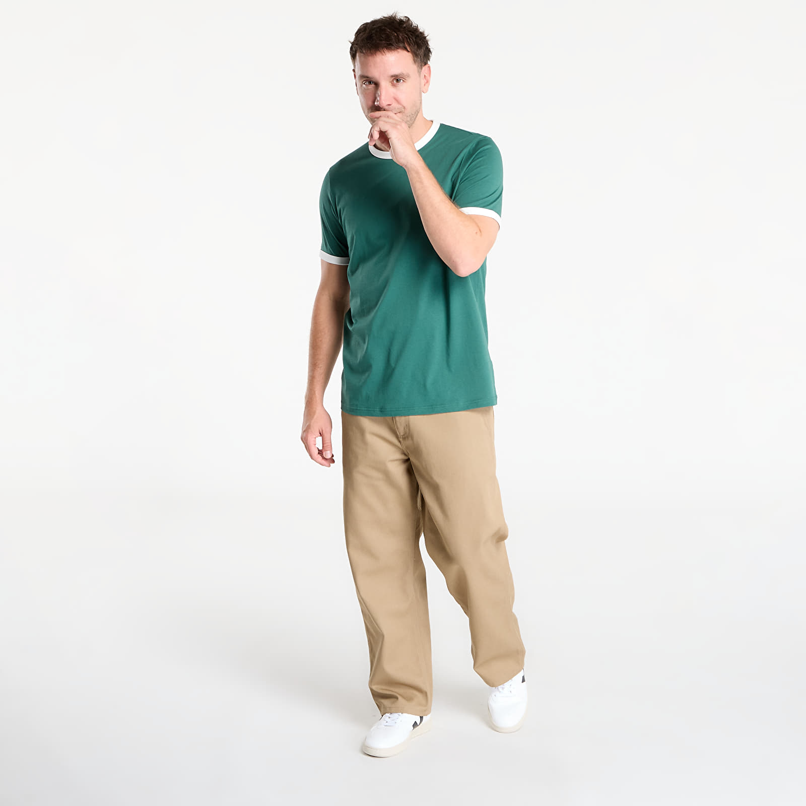 Tricouri bărbați FRED PERRY Ringer T-Shirt Sport Green/ Snow White
