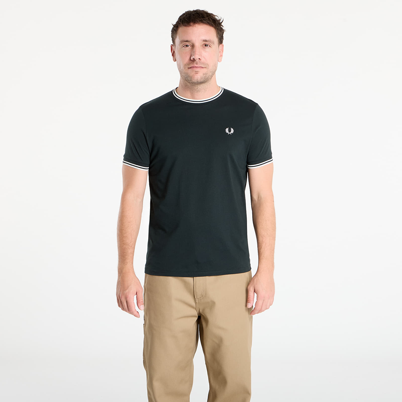 Tricouri bărbați FRED PERRY Twin Tipped T-Shirt Night Green/ Snow White