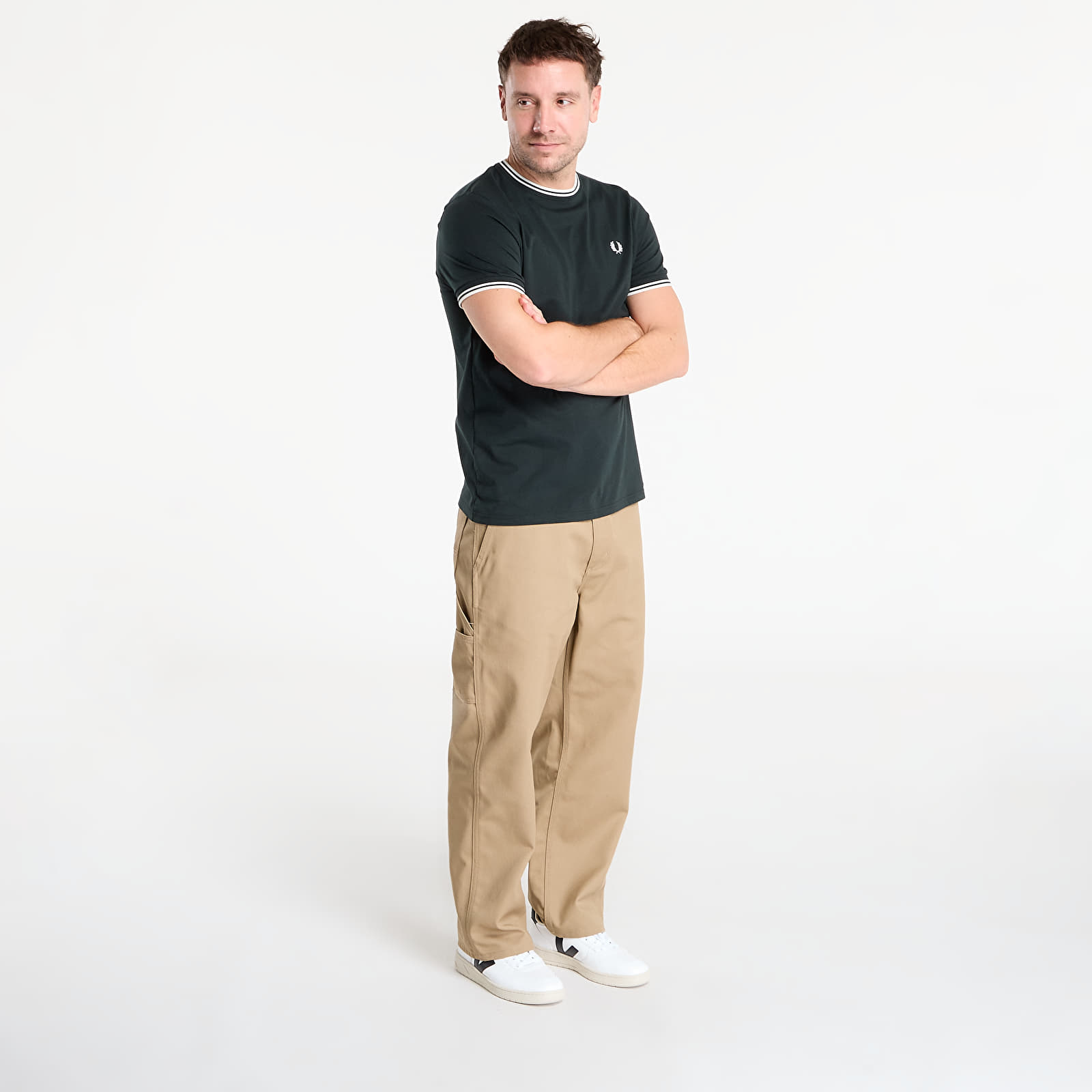 Tricouri bărbați FRED PERRY Twin Tipped T-Shirt Night Green/ Snow White