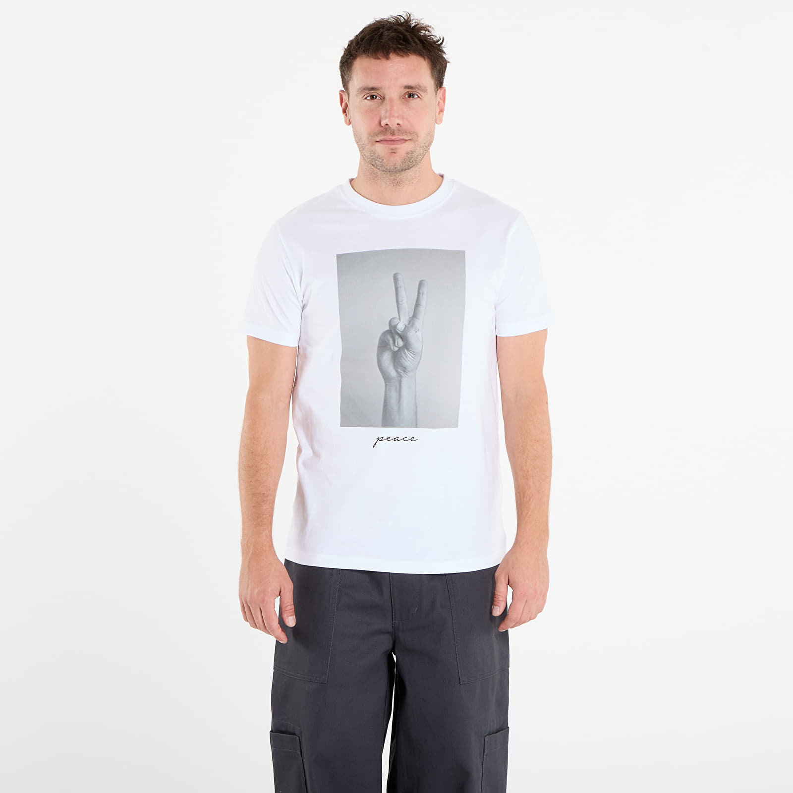 T-shirts Urban Classics Peace Sign Tee White
