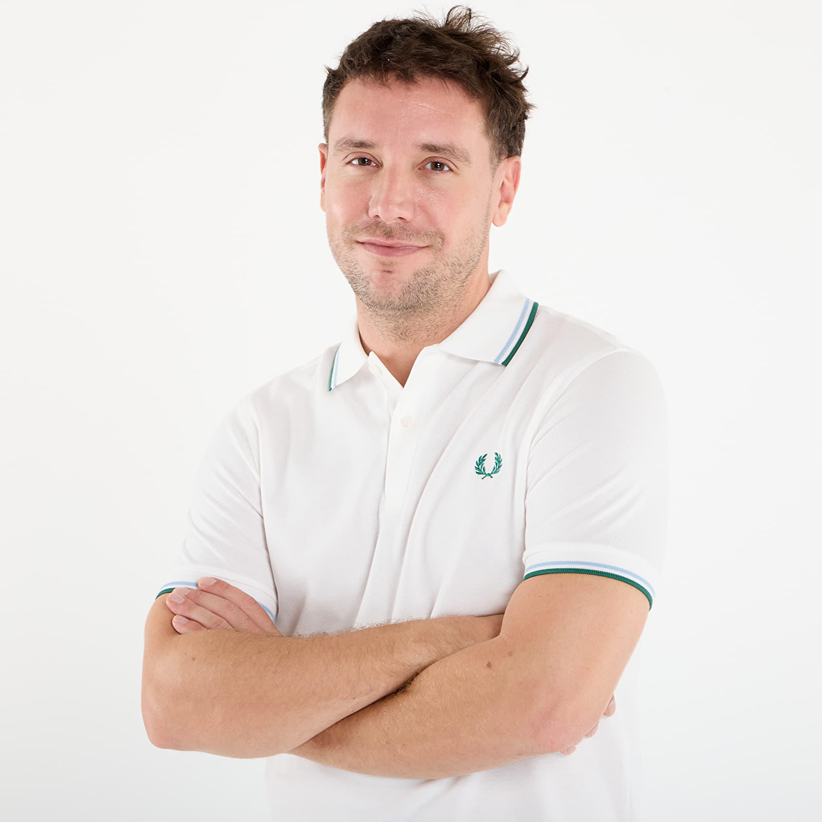 Мъжки тениски FRED PERRY Twin Tipped Fred Perry Shirt Swhit/ Trbl/ Sprgr