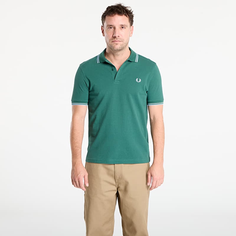 FRED PERRY Twin Tipped Fred Perry Shirt Sport Green /Track Blue /Track Blue