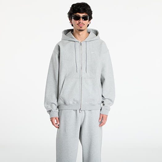 Sweatshirt Nike Solo Swoosh Men's Full-Zip Fleece Hoodie Dk Grey Heather/ Lt Smoke Grey/ White