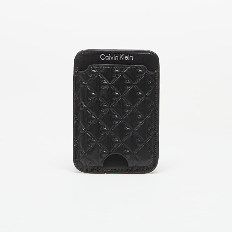 Portofel Calvin Klein Aop Leather Magnetic Card Case Black