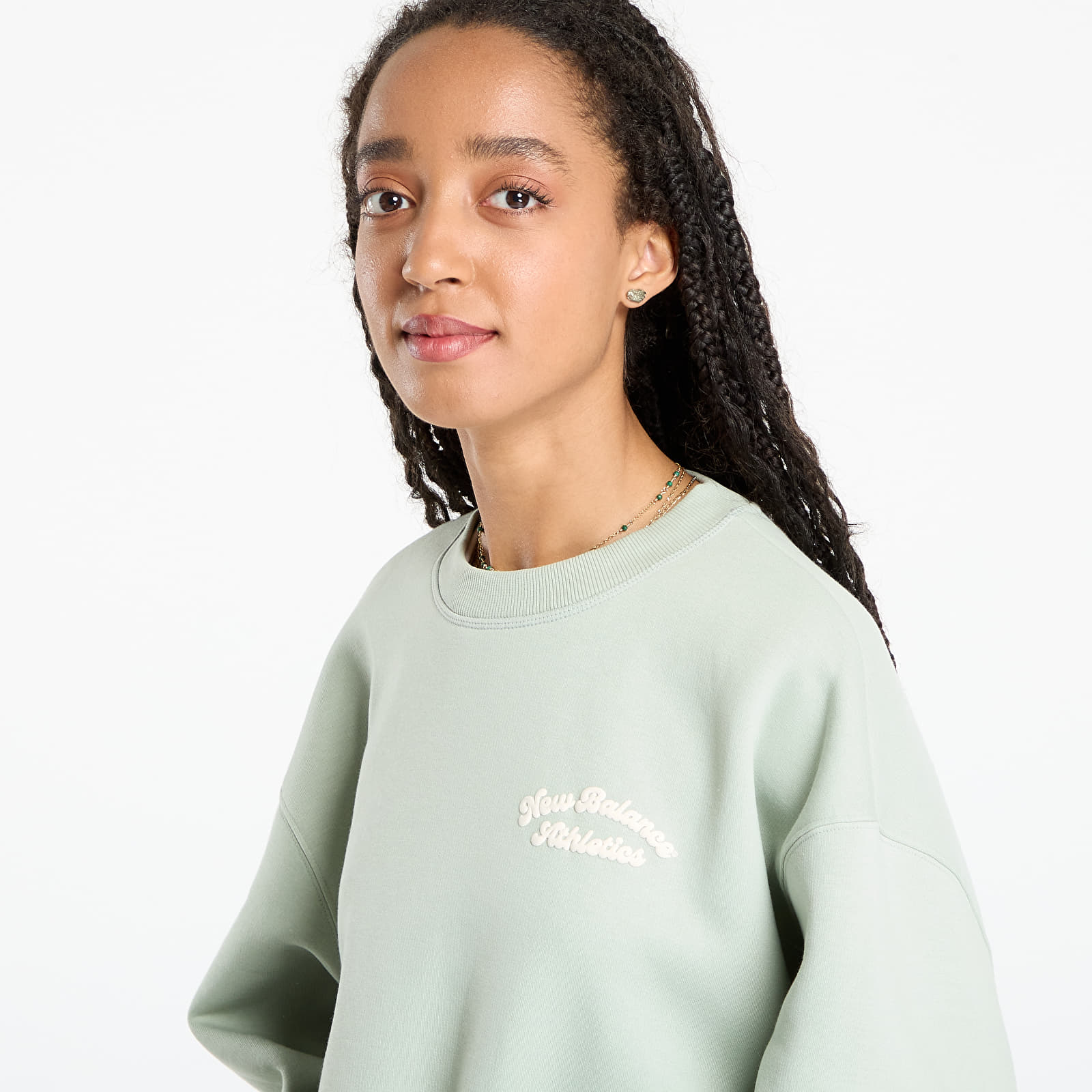 Sweatshirts für Frauen New Balance Linear Heritage Fleece Crew Green