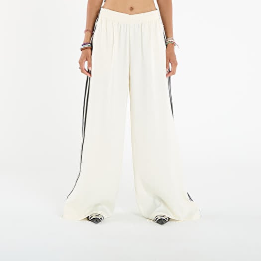 adidas Adicolor Satin Wide Leg Track Joggers Cream White/ Grey Three