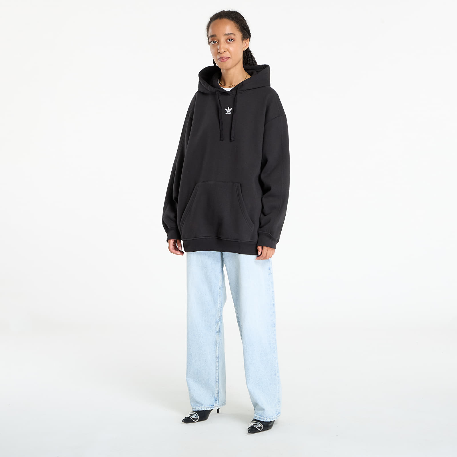 Women's Sweatshirts adidas Essentials Oversized Fleece Hoodie Black