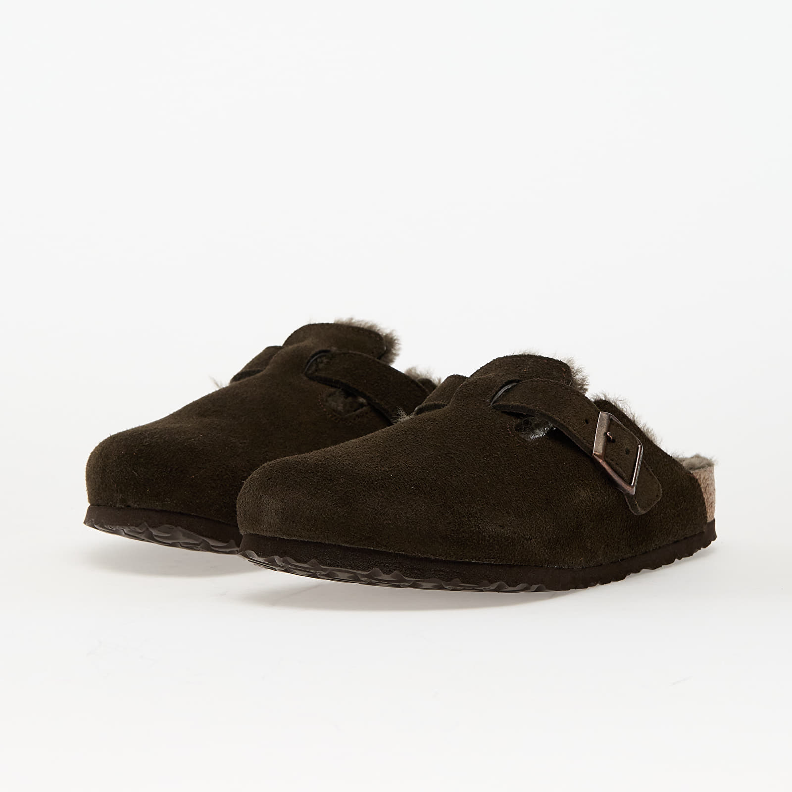 Men's sneakers and shoes Birkenstock Boston Shearling Suede Leather/ Fur Mocca