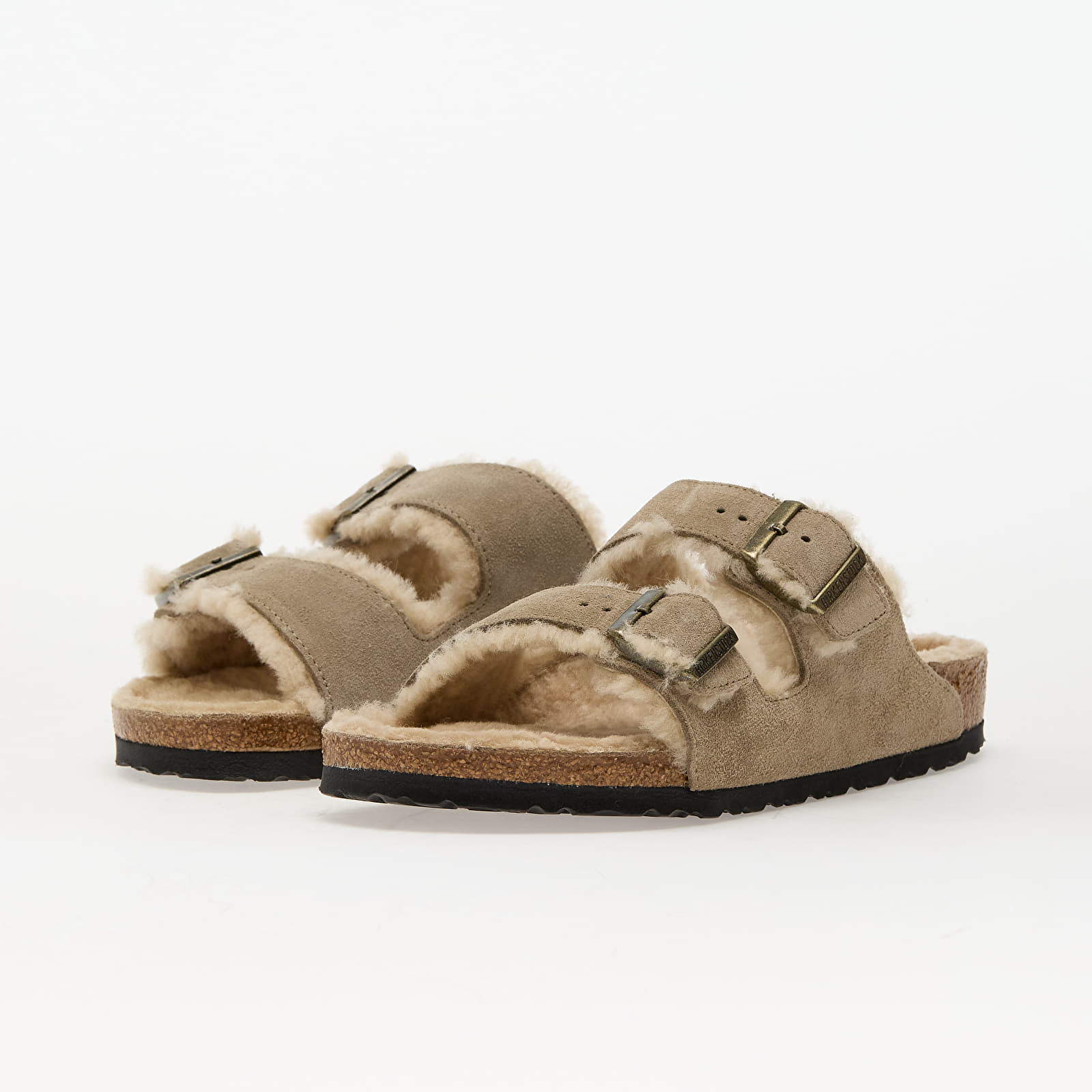 Moški čevlji Birkenstock Arizona Shearling Suede Leather/ Fur Taupe