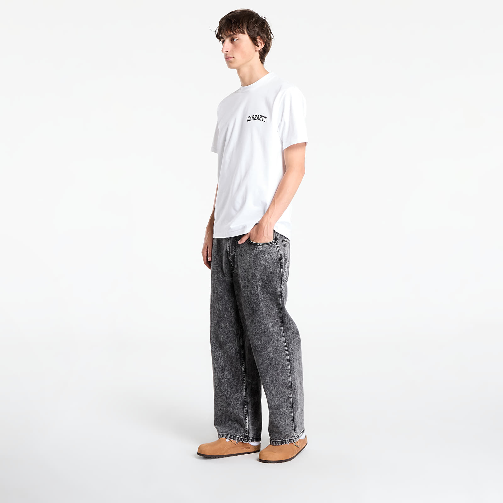 T-shirts de homem Carhartt WIP S/S University Script T-Shirt UNISEX White/ Black