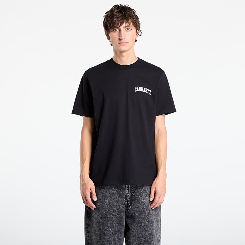 Póló Carhartt WIP S/S University Script T-Shirt UNISEX Black/ White
