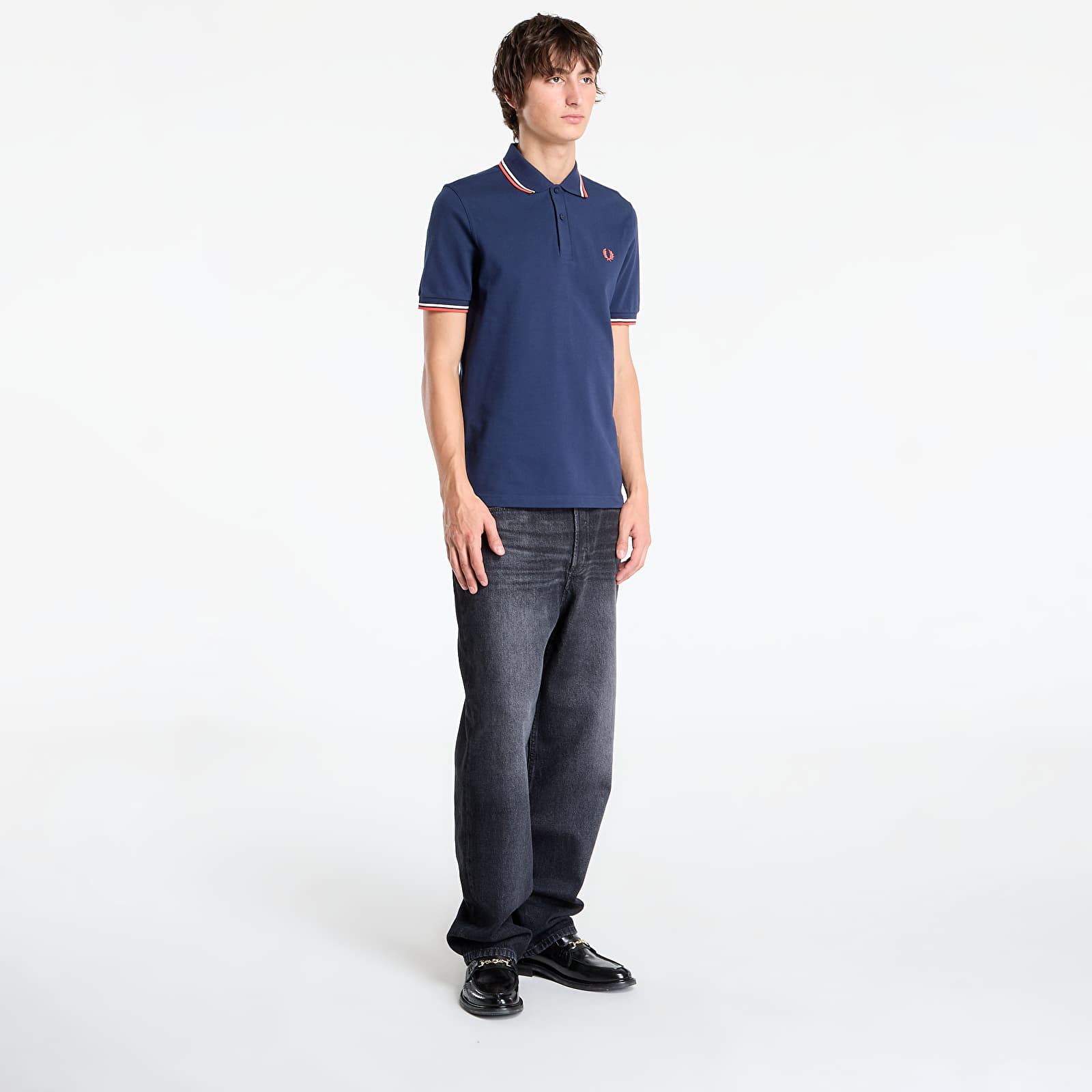 Moške majice  FRED PERRY Twin Tipped Fred Perry Shirt Tnsblu/ Slkp/ Flam
