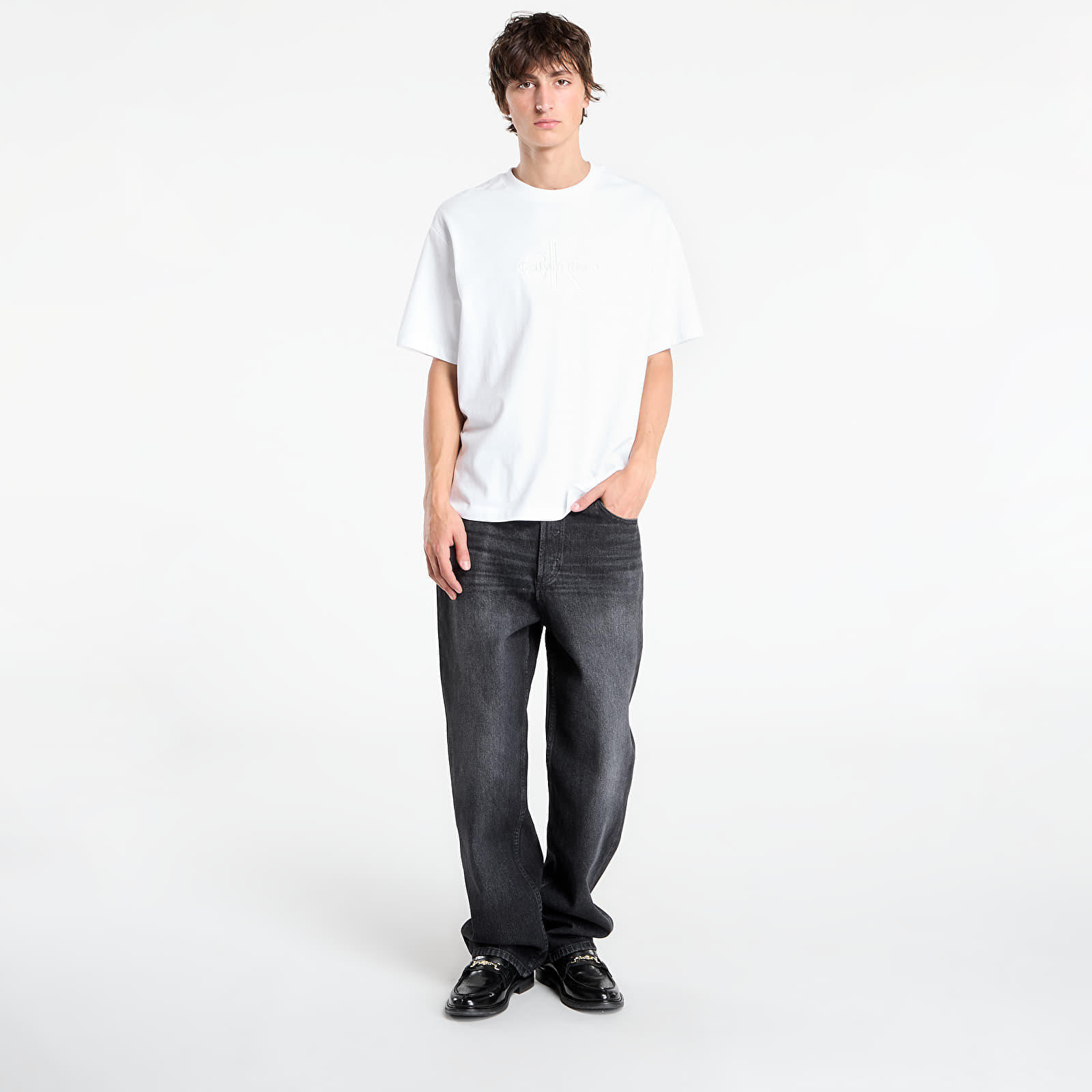 Camisetas de hombre Calvin Klein Hi Low Emb 16S Jersey Tee White