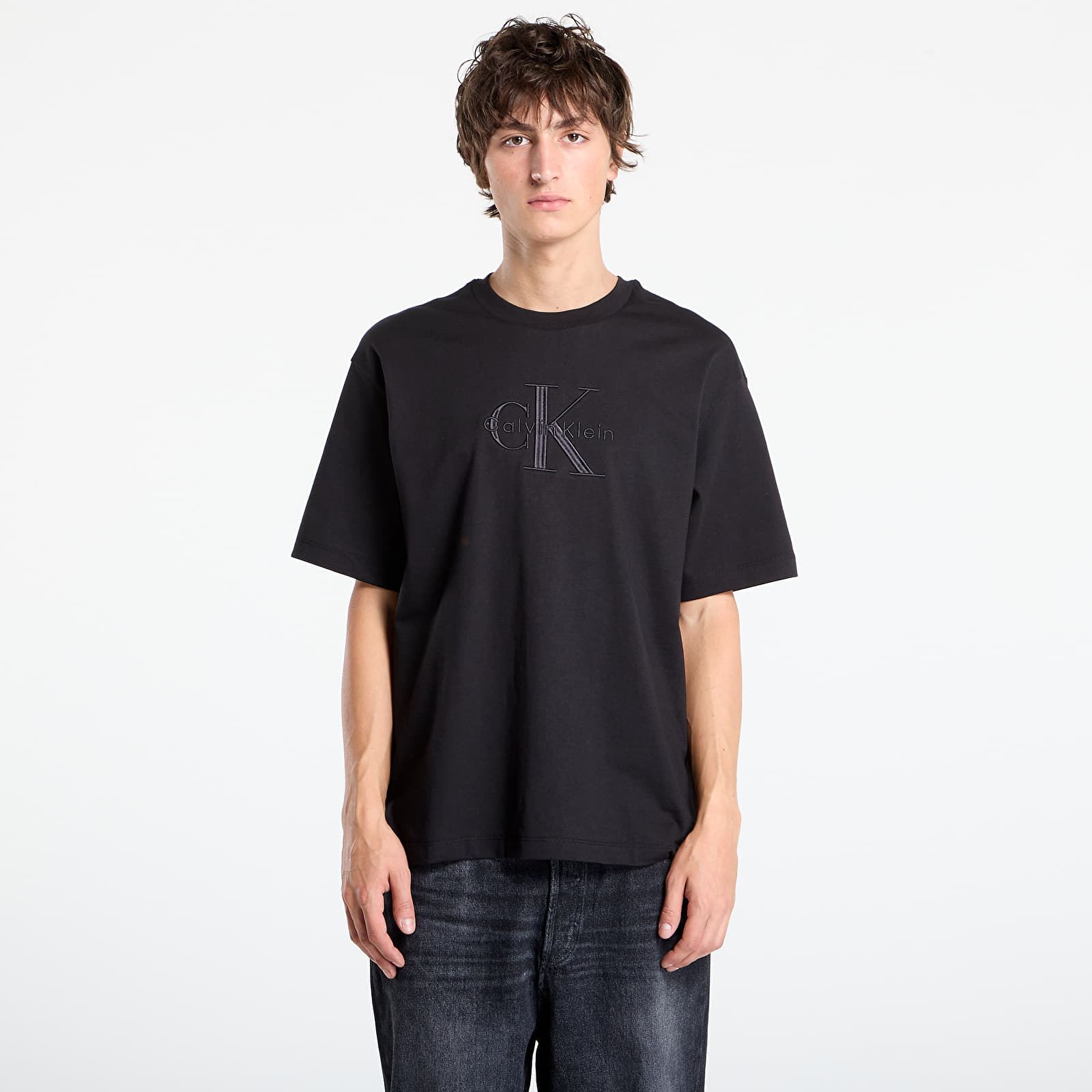 Men's T-shirts Calvin Klein Hi Low Emb 16S Jersey Tee Black