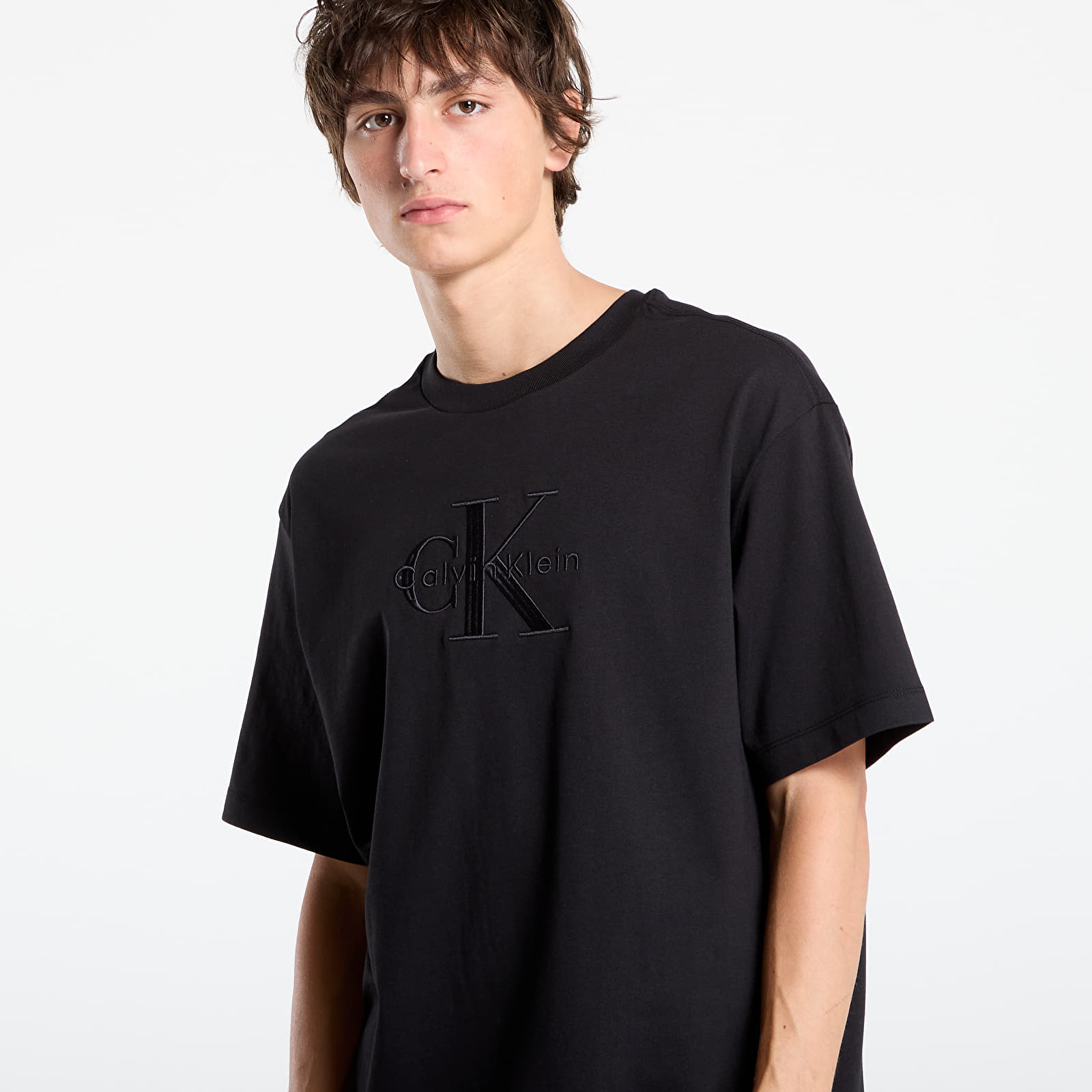 Men's T-shirts Calvin Klein Hi Low Emb 16S Jersey Tee Black