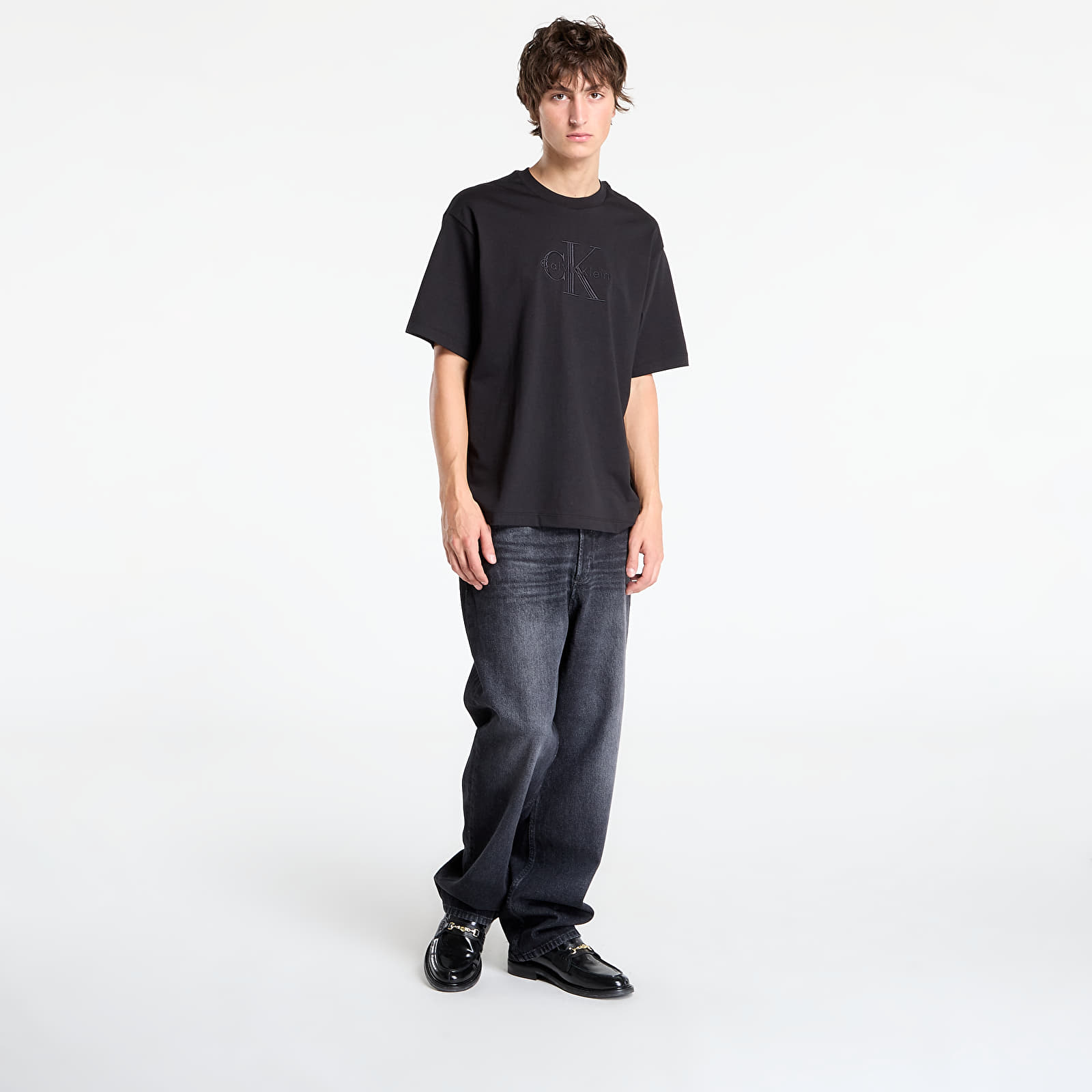 Men's T-shirts Calvin Klein Hi Low Emb 16S Jersey Tee Black