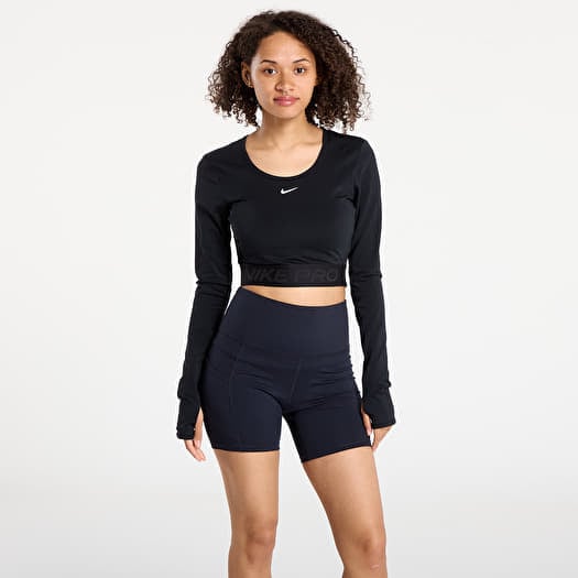 Nike Pro Women's Dri-FIT Cropped Long-Sleeve Top Black/ Anthracite/ White