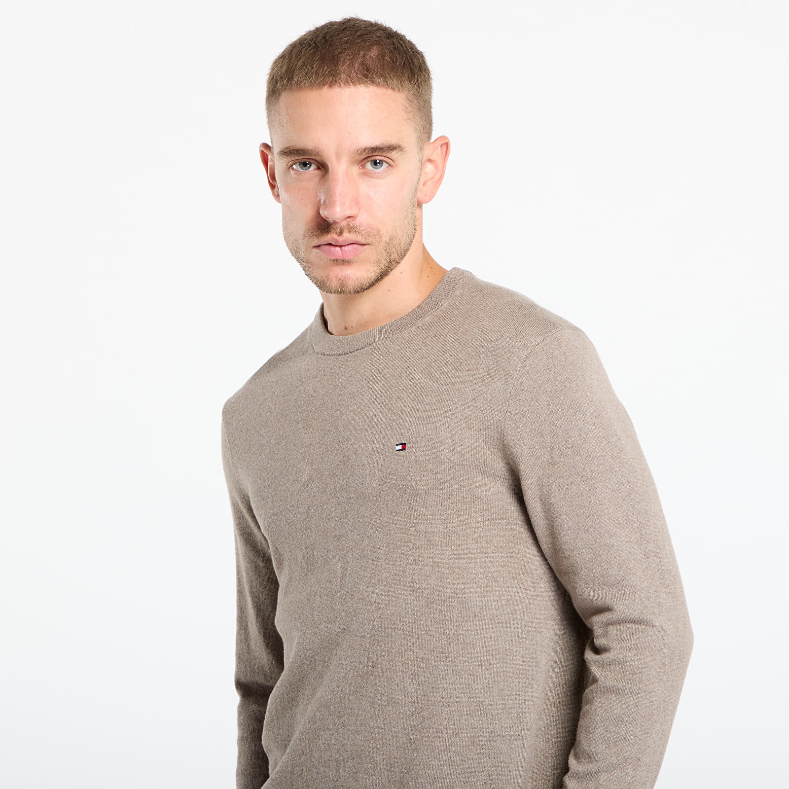 Camisolas Tommy Hilfiger Pima Org Ctn Cashmere Crew Neck Coastal Taupe Heather