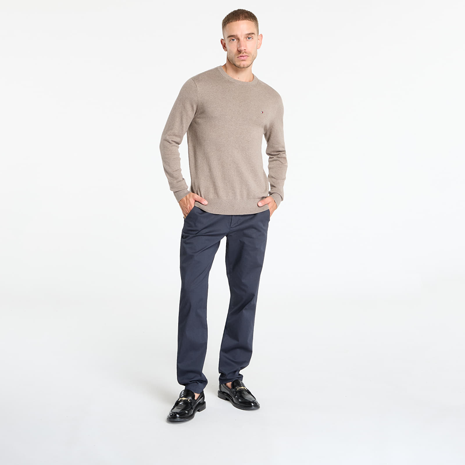Camisolas Tommy Hilfiger Pima Org Ctn Cashmere Crew Neck Coastal Taupe Heather